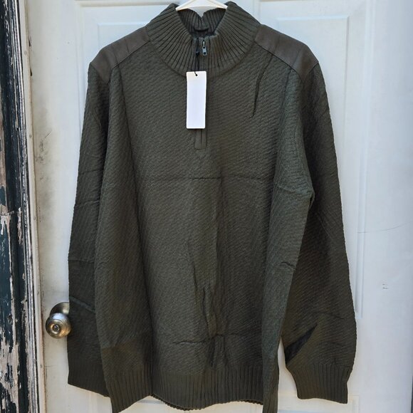 NTW Mens RJmierr 1/4 zip Sweater with Elbow Patches Size Large - Picture 1 of 8